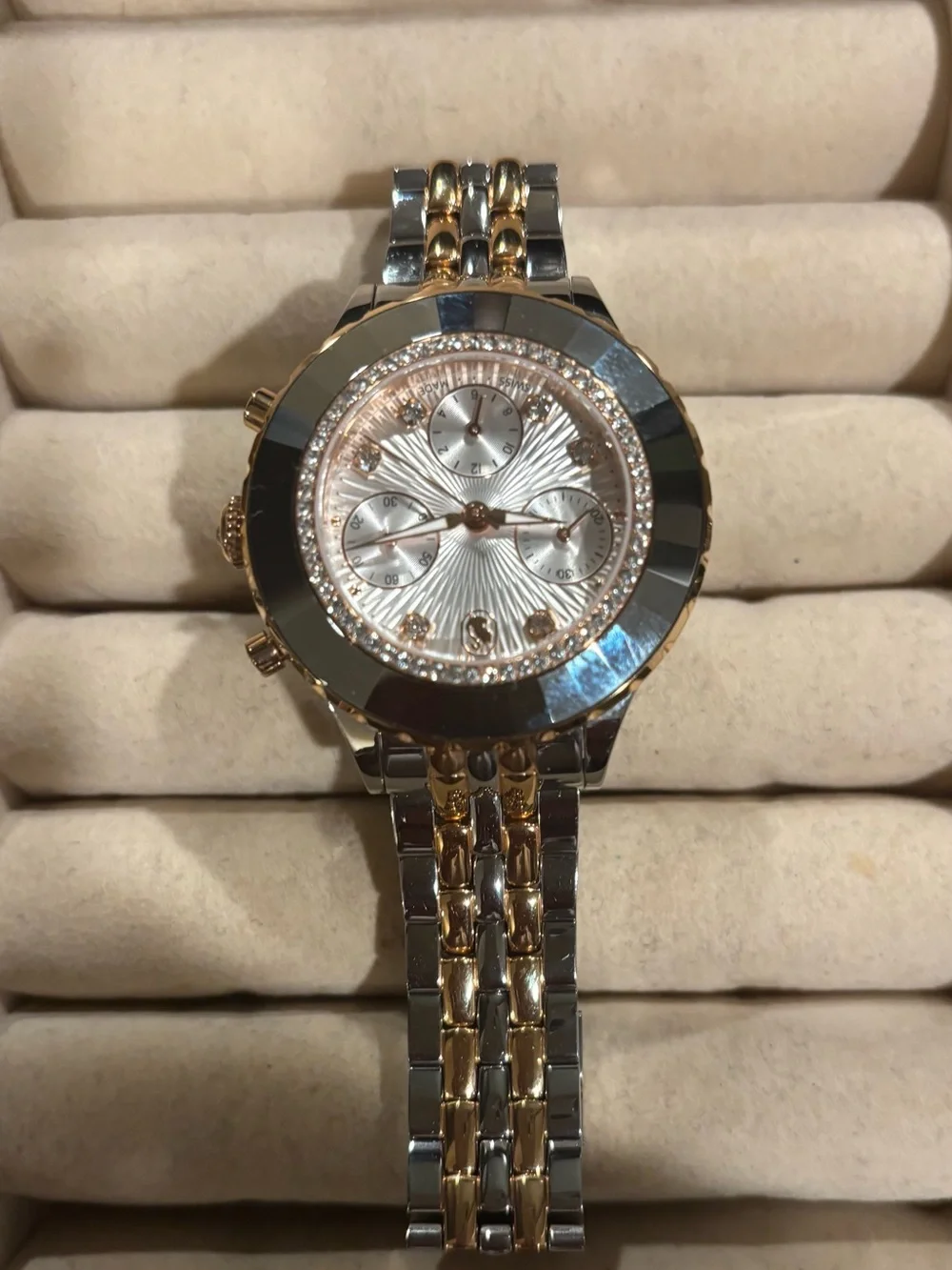 Swarovski Octea Chrono Quartz 37mm, Two-Tone Rose Gold & Silver Women’s Watch
